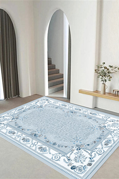Viyana Home Dijital Kaymaz Taban Klasik Çiçek Model Yıkanabilir Yolluk Mutfak...