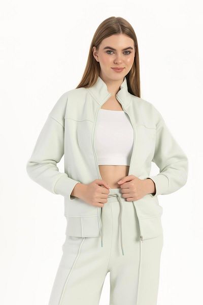 Polo State Hanorac de damă de culoare mentă - guler și fermoar