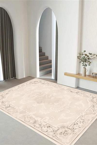 Viyana Home Dijital Kaymaz Klasik Çiçek kenarlı Yıkanabilir Yolluk Mutfak Sal...