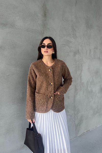 Seda Yalçın Atelier Coffee Buttoned Bearded Stamp Jacket