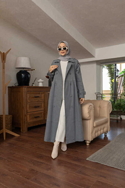 Neways 6632-سترة من قماش الدنيم بأكمام راجلان باللون الرمادي