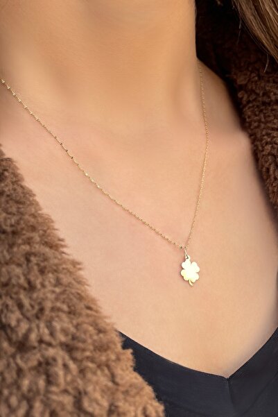 Altınaşkı Yonca Aynalı Zincir Altın Kolye