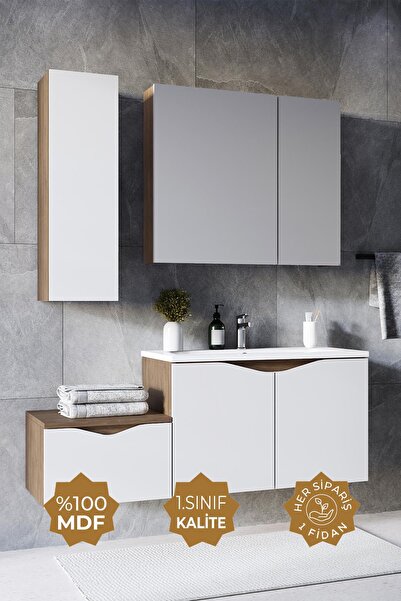 TETA HOME Manila 100cm Mdf Banyo Seti + Boy Dolap