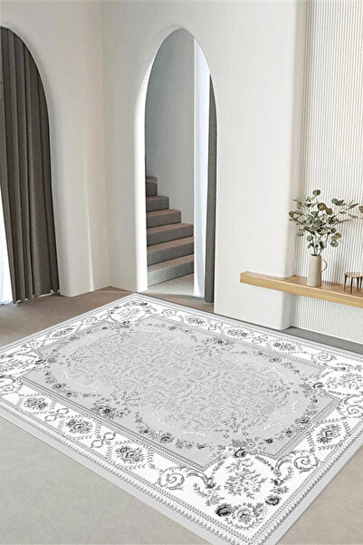 Viyana Home Dijital Kaymaz Taban Klasik Çiçek Model Yıkanabilir Yolluk Mutfak...