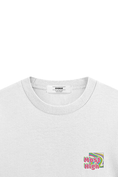 Overoz Most High Бавовняна біла оверсайз унісекс футболка з принтом - 1246