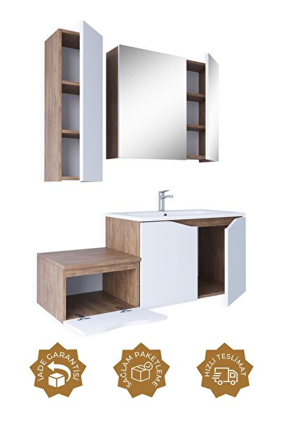 TETA HOME Manila 100cm Mdf Banyo Seti + Boy Dolap