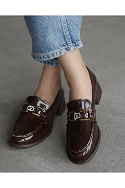 Park Moda PM161 K1014/1 Kısa Kalın Topuklu Tokalı Taş Detaylı Oxford Tarz Gün...