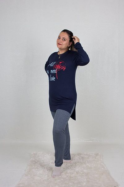 Truva XXL Plus Size Tunic Side Slit Pajamas Set