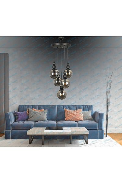 OSC HOME AYDINLATMA TASARIM Set of 5 Smoked Sports Chandelier Glass