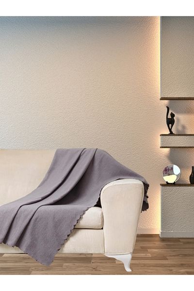 Enoteks Anthracite Chenille Double Sided Sofa Bed Sofa Cover Shawl 175 x 215 cm
