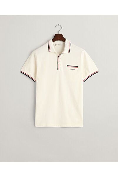 Gant Erkek Krem Regular Fit Çizgili Polo