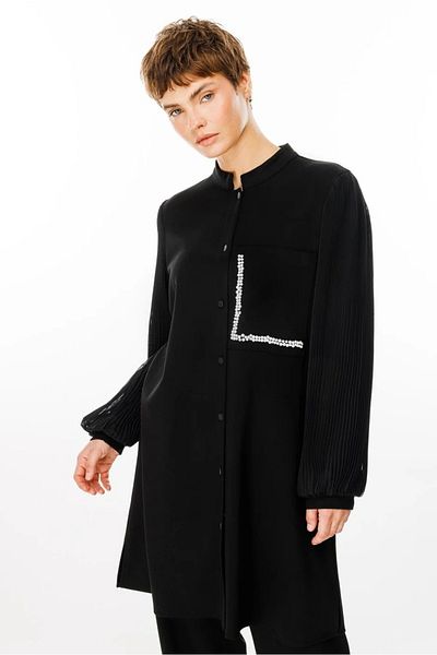 Micca Mi̇cca Sleeves Plise Detailed Double Suit