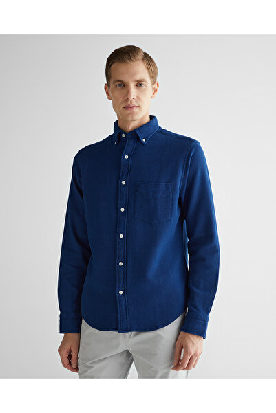 Gant Erkek Lacivert Regular Fit Düğmeli Yaka Gömlek