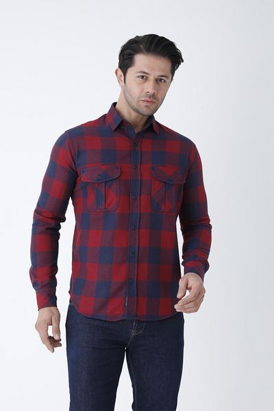 Cordial Men's Cotton Regular Fit Autumn/Winter Double Pocket Flap Shirt