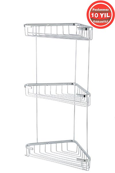 ÇELİK BANYO Suport pentru șampon din alamă inoxidabil 3 bucăți 18x18 cm Raft pentru baie