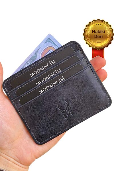 Modica Θήκη για ανδρική κάρτα Navy Blue - Γνήσιο δέρμα, Θήκη πιστωτικής κάρτας και επαγγελματικής κάρτας με κουτί δώρου |   Ariza