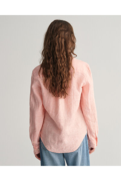 Gant Kadın Pembe Regular Fit Klasik Yaka Keten Gömlek