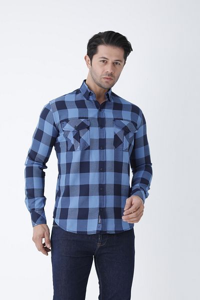 Cordial Men's Cotton Regular Fit Autumn/Winter Double Pocket Flap Shirt