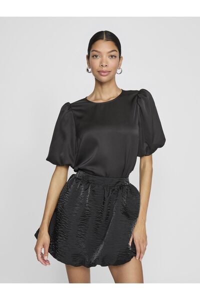 VILA Oberteil mit kurzen Ärmeln Rundhals