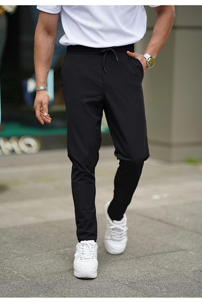 alphalife Black Parachute Fabric Men's Sweatpants
