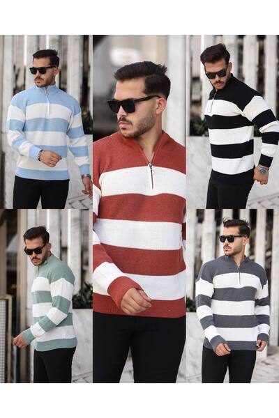 ROBERTO BORNOVA Pulover din tricotat Selenic cu jumătate de fermoar