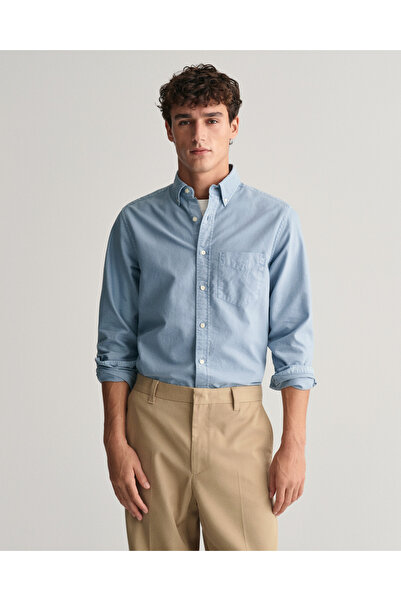 Gant Erkek Mavi Regular Fit Düğmeli Yaka Oxford Gömlek
