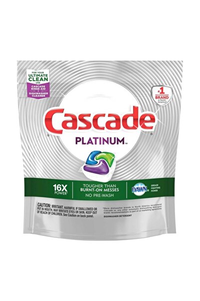 Cascade قرون منظفة لغسالة الأطباق برائحة منعشة من بلاتينيوم، 14 قطعة