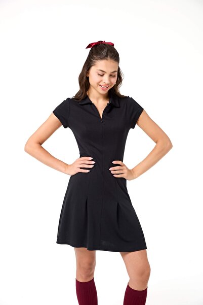 Evermade Pile Detaylı Polo Yaka Mini Elbise