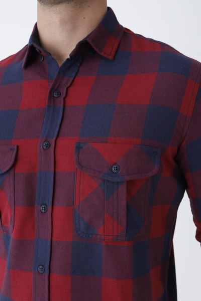 Cordial Ανδρικό βαμβακερό πουκάμισο με κανονική εφαρμογή φθινοπώρου/χειμώνα με διπλή τσέπη