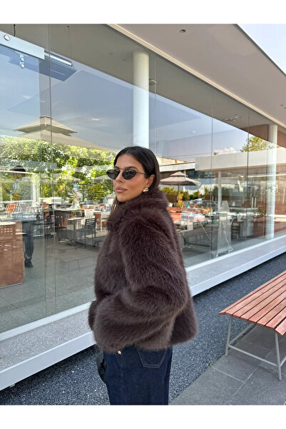 My Blog Bunda Winnie Brown z umělé kožešiny na zip