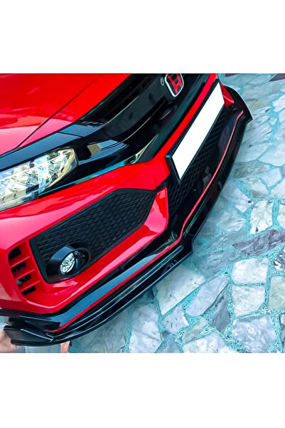 MKG Otomotiv Honda Civic Fc5 Uyumlu Typer 3 Parça Ön Lip Parlak Siyah Plastik