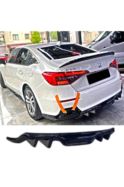 HasAkman Honda Civic FE Difüzör Arka Difizör Parlak Siyah Plastik 2022+