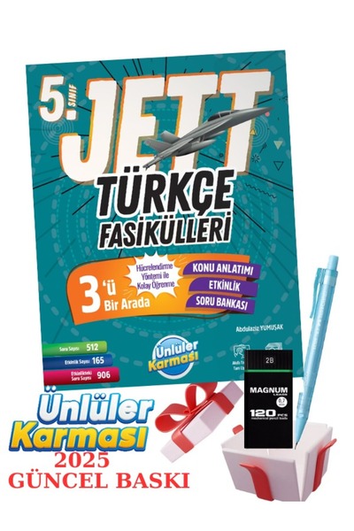 Ünlüler Karması 5. Sınıf Jett Türkçe Fasikülleri + Faber Eğitim Seti