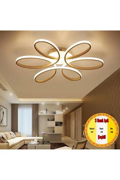 MİNEL DEKOR LED LIGHTING Minel Decor Daisy Model Ceiling Lamp, Modern Lighting, Decorative 3 Color Light