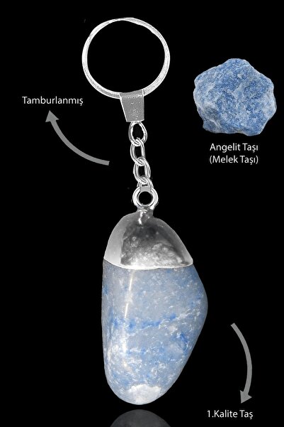 Erilsa Angelit Raw Model - Natural Stone Keychain, Certified (Angel Stone)