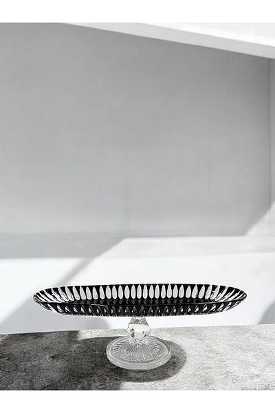 Paşabahçe Crystal Cuth Hand Crawing Skat Plate / Presentation Plate