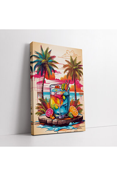 KOSS Dijital Pictură murală pe pânză cu cocktail tropical colorat pentru cafenea