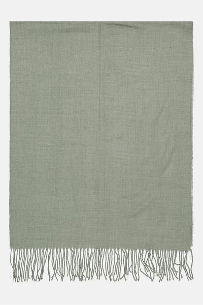 Tchibo Women Woven Fringes Scarf 73 X 208 Cm, Sage Green