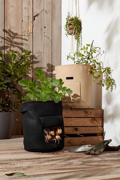 Tchibo 2,piece Vefgetable Grow Bag, Tan And Black