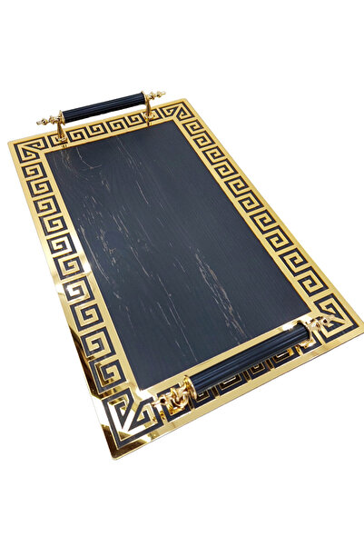 şamaksesuar Gold Plexi Decorative and Decorative Tray with Wooden and Mirror ...