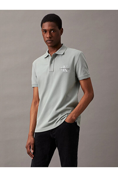 Calvin Klein Erkek Regular Fit Polo Yaka Göğüste Logo Pamuklu Kısa Kollu Gri Polo Yaka T-Shirt J30J325664-PFF