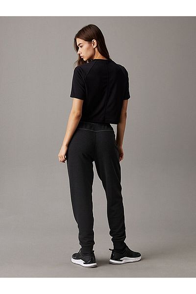 Calvin Klein Women's Regular Fit Elastic Leg Brand Logo Elastic Waist Black Pants 00Gws4P651-P7I