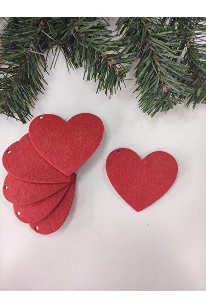 Masalsı Concept 10Pcs Red Heart Red Felt Christmas Tree Ornament Christmas New Year Tree Ornament Decoration