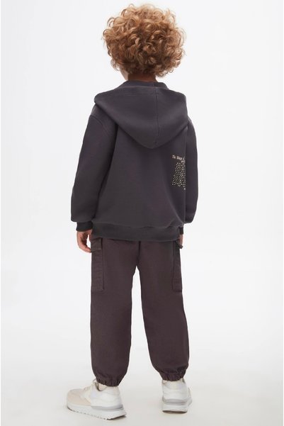nk kids Boy's Soft Textured 3-String No-Rise Hooded Combed Cotton Cardigan