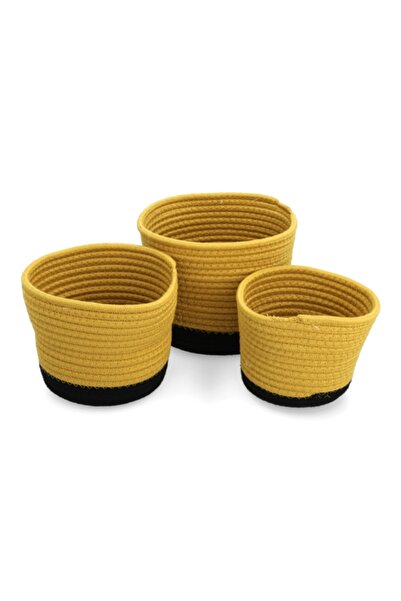 Tendance 3-Piece Elegant Design Round Cotton Laundry Basket Set