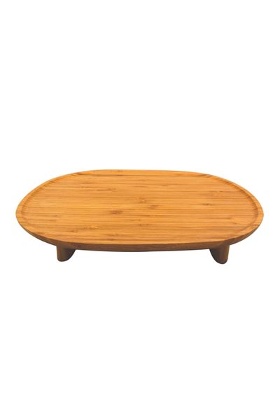Bien Servi Elegant and Durable Oval Bamboo Serving Platter with Stand