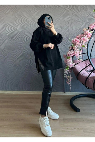 Şule Giyim Black Knitwear Sweater - Sule Clothing, Semi Chain