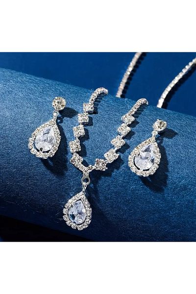 MEECY Zircon Stone Necklace Earring Set