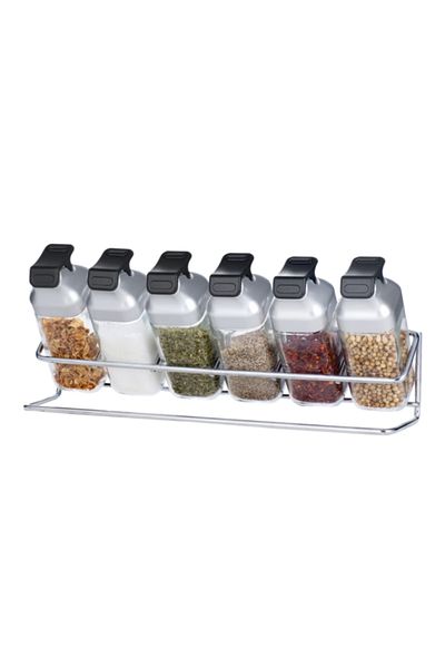 Elemental Kitchen 6-Piece Seasoning Spice Shaker Jar Set with Rack 80ml