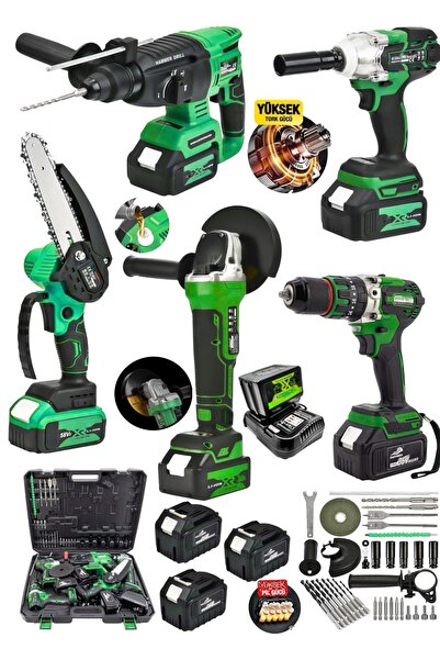 SCHUTZENGER 5'Makina 20Ah 3 Akülü Spiral Taşlama&13mm Matkap Vidalam&Dal Buda...